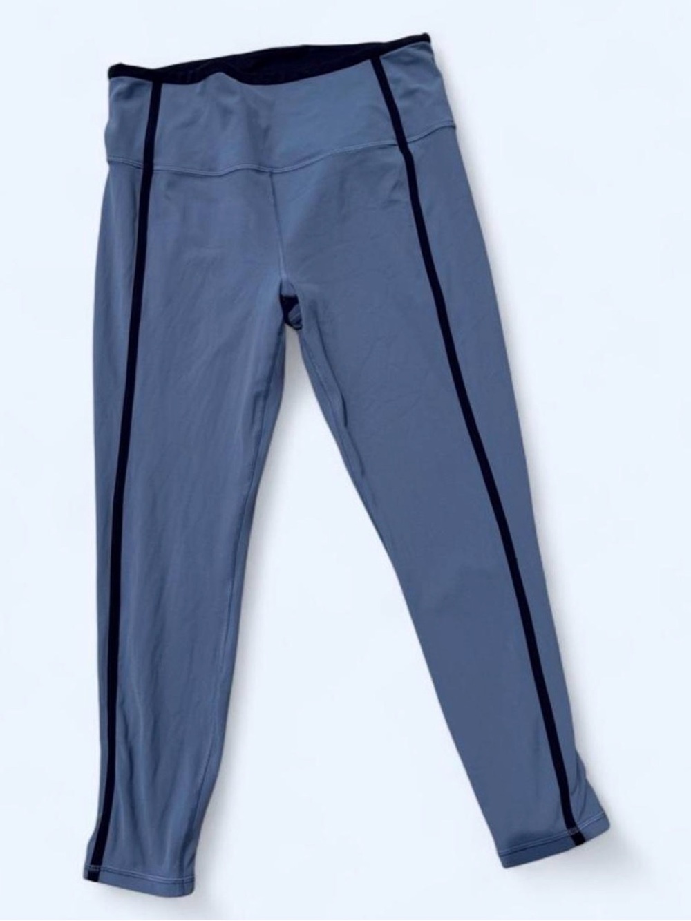 Athleta blue leggings with black strips